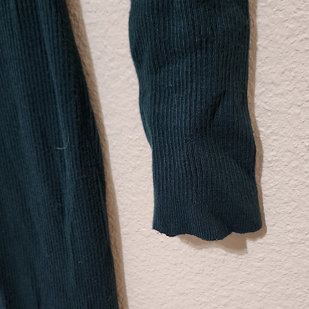 John + Jenn Green Ribbed Bodycon Dress Long Sleeve - Picture 5 of 12
